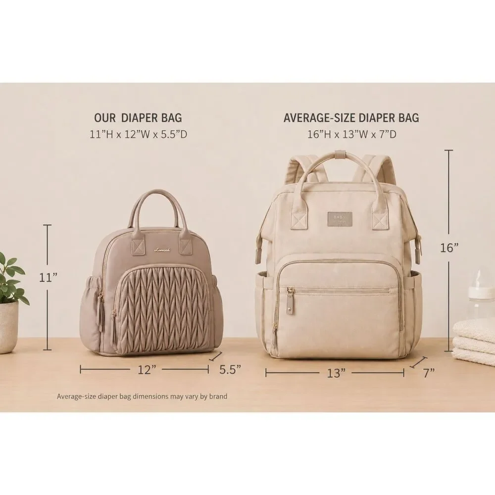 LOVEVOOK Small Fashionable 16L Diaper Bag Backpack for Mom & Dad